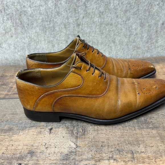 Magnanni Mens Leather‎ Oxford Dress Shoes Brogue Size 8.5 Saffron Brown main image 5